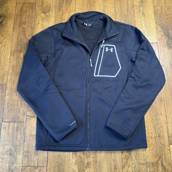 Under Armour Other - Under Armour Zip Up Jacket Mens Large Black Sherpa Lined Extreme ColdGear